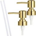 2 Pack Gold Soap Dispenser Pump Replacement Top Dispenser Pumps Refill Dispensers Liquid Hand Soap Dispensers Soaps Pumps Replacement for Lotion Regular Glass Mouth Bottles