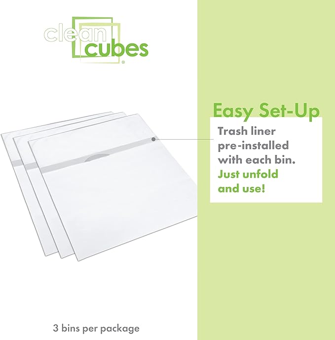 13 Gallon Disposable Pop-Up Trash Cans (3-Pack) with Fitted Bags – Foldable Garbage & Recycling Bins for Parties, Events & Kitchen (White, 17" H x 13.5" W x 10" D)