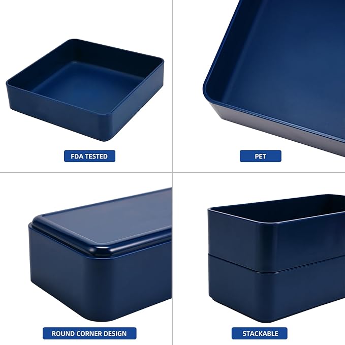 11-Piece Stackable Drawer Organizer Set, Multi-size Desk Drawer Organizer Trays Vanity Storage Bins for Storing Makeup, Stationery, Utensils in Bathroom Dresser, Office and Kitchen
