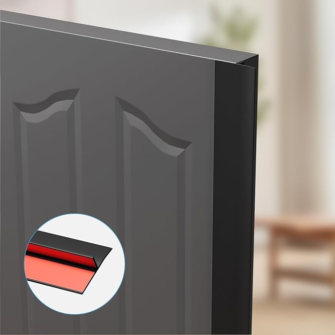T-Shaped Door Draft Stopper, 1.97 in x 10 Ft Silicone Seal Strip for Windows Gaps, Weather Stripping Seal Strip Shower Sweep, Black