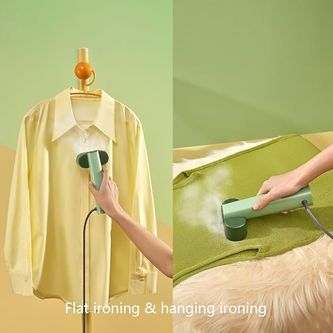 G6 Steamer for Clothes Portable 2-in-1 Travel Iron for Clothes, Just 0.7lbs Lightly, 10 Minutes of Continuous Steam, 900W Light Steamer for travel and home (green)