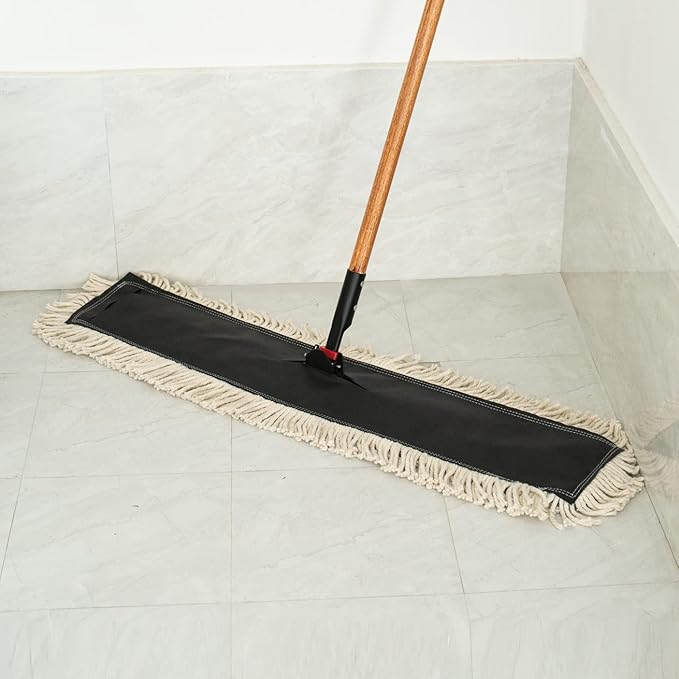Matthew Cleaning 24'' High Strength Disposable Dust Mop Cotton Cut-end Yarn Mop Replacement Heads for Residential & Commercial Fit Standard Dust Mop Frames, Hardwood, Laminate, Concrete Floors 6Pack