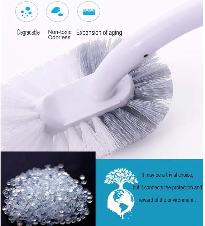 Marbarsse Bathroom Toilet Bowl Brush and Holder, Curved Design Toilet Brush for Deep Cleaning Under Rim, Best Toilet Brush Set, Easy Handy CompactToilet BowlCleaner Brush for Bathroom, 1 Pack