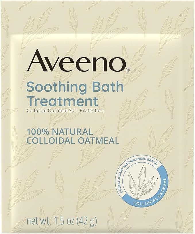 Aveeno Fragrance Free Soothing Bath Treatment, 100% Natural Colloidal Oatmeal, Sensitive Skin Bath Soak for Relief of Dry, Itchy, Irritated Skin Due to Eczema & Hives, Bath Packets, 8 ct. (Pack of 2)