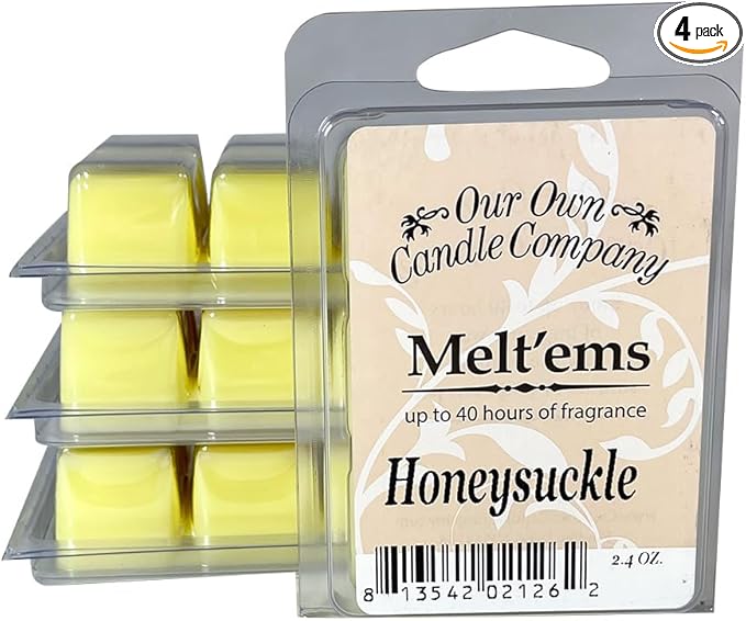 Our Own Candle Company Premium Wax Melt, Honeysuckle Scent, 6 Cubes, 2.4 oz (4 Pack)