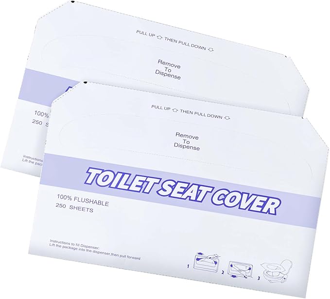 2 Pack (500 Pieces) Disposable Toilet Seat Covers Flushable Paper Toilet Seat Cover for Bathroom, Hotels, Travel, Kids or Adults