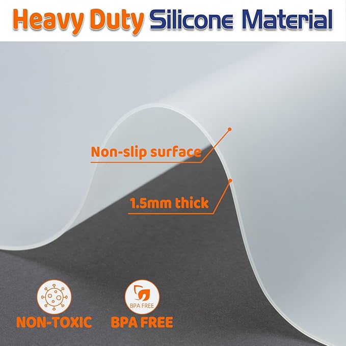 Warome Silicone Mat,78.7”x 23.6” Heat Resistant Mats for Countertop,Extra Large Countertop Protector Mat, Cuttable Kitchen Counter Mat, Silicone Mats for Kitchen Counter/Crafts- White Translucent