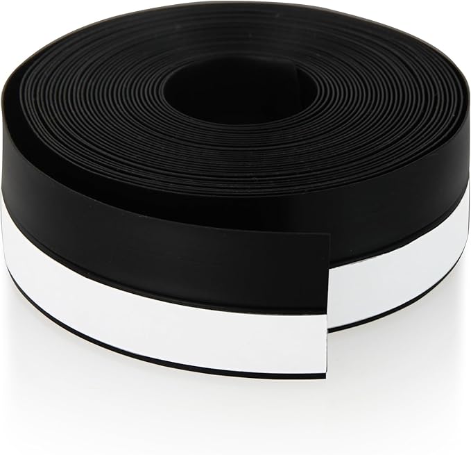 Silicone Weather Stripping Door Seal Strip, 16.4 Feet Self Adhesive Sealing Sticker Sealing Tape for Door Draft Stopper Adhesive for Doors Windows Shower Glass Gaps (Black, Width 25mm)