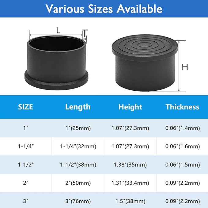 4 Pcs 3" Round Rubber Chair Leg Caps, PVC Table Leg Covers, Flexible & Anti-Slip Furniture Leg End Caps, Chair Leg Floor Protectors for Bar Stool Leg Patio Indoor, Black