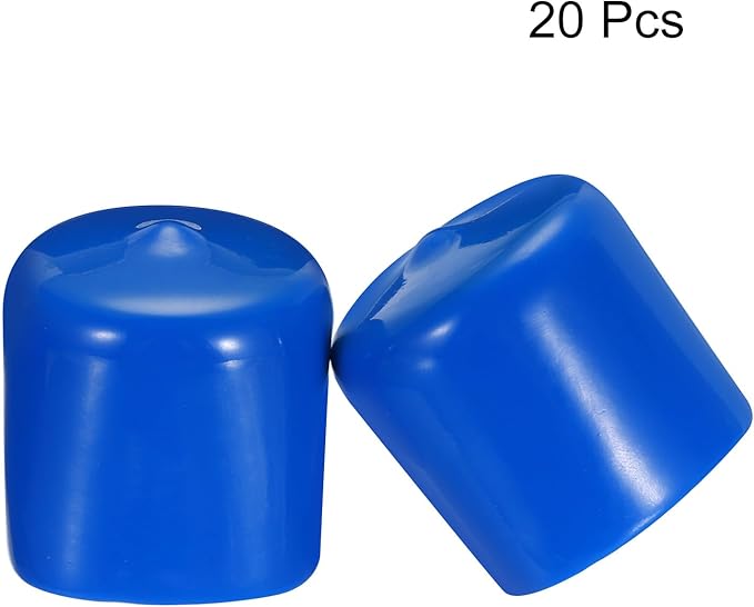 uxcell 20pcs Rubber End Caps 34mm ID Vinyl PVC Round Tube Bolt Cap Cover Screw Thread Protectors Blue