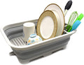 SAMMART 12L (3.17 Gallon) Collapsible Dish Drainer with Swivel spout - Foldable Drying Rack Set - Portable Dinnerware Organizer - Space Saving Kitchen Storage Tray (Grey)