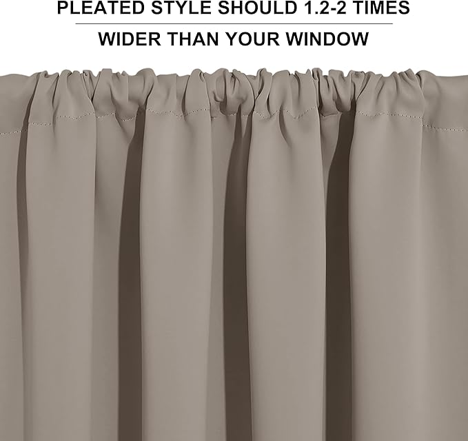 RYB HOME Room Darkening Curtains for Bedroom, Thermal Insulated Noise Reducing Window Drapes Farmhouse Decor for Living Room Kitchen, W70 x L84 inch, 2 Panels, Sand