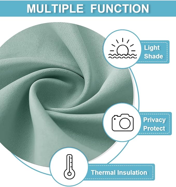 RYB HOME Small Curtains Blackout - Privacy Energy Efficiency Mini Curtains for Kids Bedroom RV Camper Windows Trailer Bathroom Kitchen Cabinet Door Window, W 29 x L 36, Aqua, 2 Panels