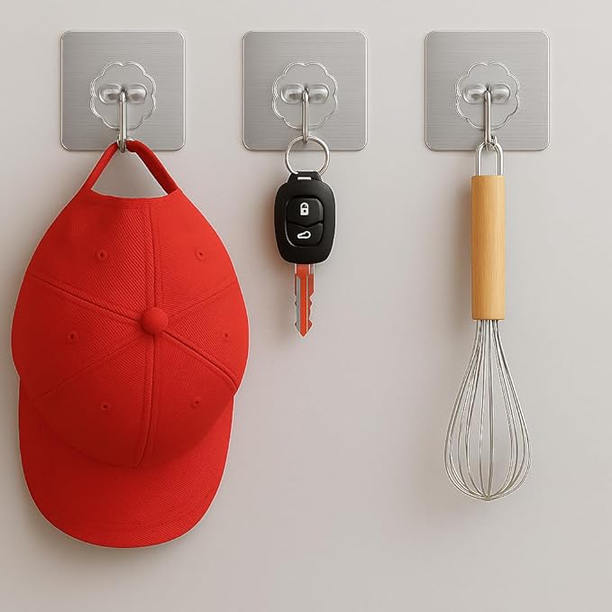 Heavy Duty Adhesive Wall Hooks - 20 Pack 28lb(Max) 2.36 x 2.36 Inches Can be Use for Office Decor, Bathroom, Home & Kitchen Improvement Indoor and Outdoor