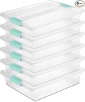 Sterilite 6-Pack Clip Box, Stackable Clear Plastic Bins with Latching Lids, Large - Writing, Arts or Crafts Supplies Storage Containers for Home, Office, Classroom and Workshop Organization
