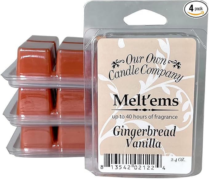 Our Own Candle Company Premium Wax Melt, Gingerbread Vanilla Scent, 6 Cubes, 2.4 oz (4 Pack)