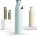 LARS NYSØM Stainless Steel Insulated Water Bottle 12oz 17oz 25oz 34oz 51oz | Insulated Thermo Flask for Hot and Cold Beverages | Leakproof Drinking Bottle (Misty Blue, 25.4oz)