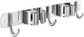 Broom and Mop Holder Wall Mounted, Broom Hanger Storage Rack, Stainless Steel Mop Hanger, Dustpan Holders with 2 Racks and 3 Hooks, Heavy Duty utility hooks for hanging brooms and mops