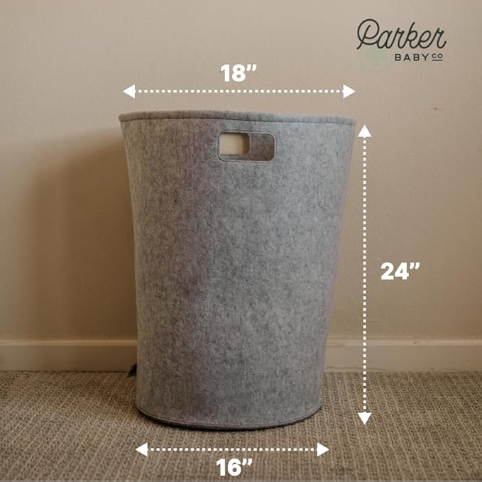 Parker Baby Nursery Laundry Hamper - Large Felt Storage Basket and Baby Hamper for Nursery (Oatmeal)