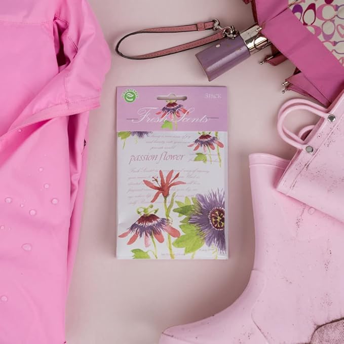WILLOWBROOK | Fresh Scents Scented Sachet Packet | Passion Flower | Air Freshener Bags for Drawers, Closets, Cars | 6 Pack | Long Lasting Home Fragrance