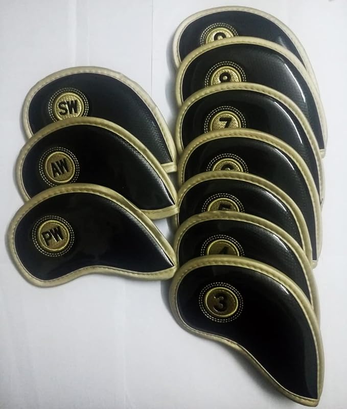 HISTAR 10pcs Crystal Pu Leather Golf Iron Head Covers Set Iron Club Headcover