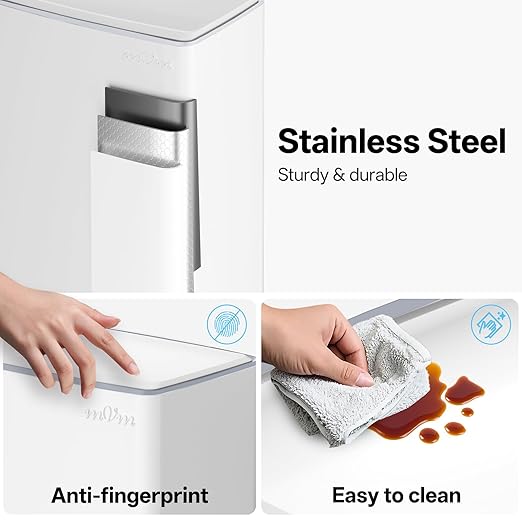 mVm 10.6 Gallon Heavy Duty Step Trash Can with Lid, Foldable Foot Pedal Bin for Kitchen Office Dormitory Home Rooms (White)