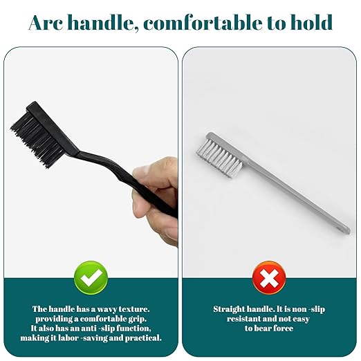 12 Pcs Mini Nylon Brush Set, Nylon Scratch Brush with Curved Handle, Cleaning Weld Slag and Rust