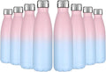 HASLE OUTFITTERS 17oz Stainless Steel Water Bottles Bulk, Vacuum Insulated Water Bottles Double Walled Reusable Metal Sports Water Bottles Keep Drinks Hot and Cold, Pink Blue, 8Packs