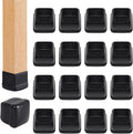 Ezprotekt 24 Pcs Chair Leg Sliders for Carpet, Square Black Chair Glides Teflon Furniture Pads, Bar Stool Leg Protectors Caps for Rug - for Dining Table, Couch, Patio Legs (M Fit: 0.75" - 1")