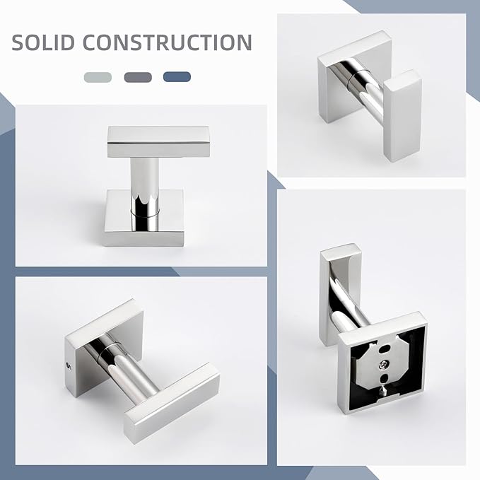 Angle Simple Towel Hook for Bathroom, SUS 304 Stainless Steel Robe Coat Hook, Hand Towel Holder Wall Mounted, Polished Chrome