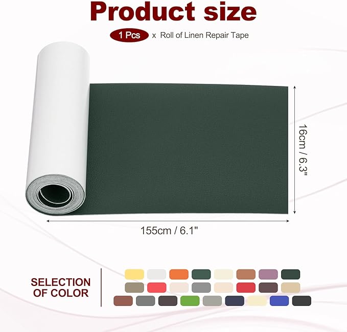 PATIKIL Leather Patches Tape for Furniture, 6.3 x 61 Inch Self Adhesive Vinyl Leather Repair Kit Cover Sheet for Couch, Sofa, Car Seats, Office Chair, Dark Green
