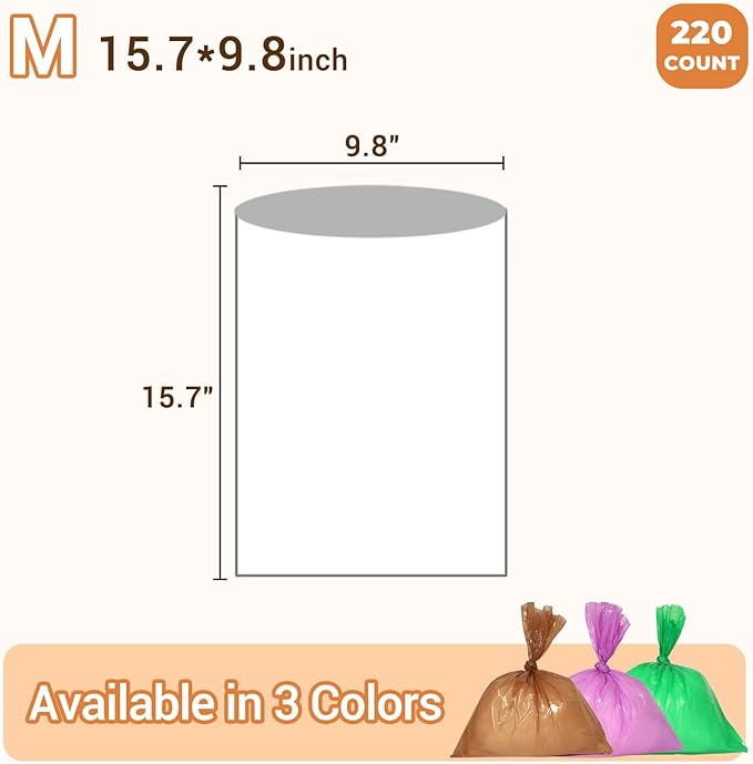 Odor Sealing Small Trash Bags Home & Food Use M-220 Count Disposable Bags, Durable and Unscented (Color:Blue)