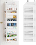 SpaceAid 1 Pack Over The Door Organizer with 5 Large Pockets and 10 Mesh Side Pockets, 5 Layers Door Organizer Hanging with Clear Window for Bedroom, Bathroom, Pantry and Nursery, White