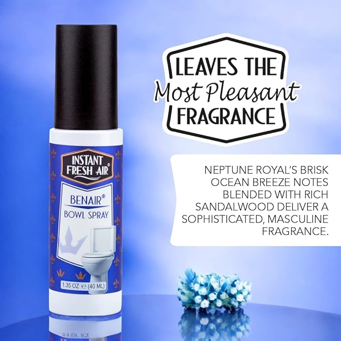 2-Pack: Superior Toilet Spray for Men with Instant Odor Elimination, Neptune Royal Fragrance, Odor Eliminator Bathroom Spray, Travel Size, Long-Lasting, Eco-Friendly, 1.35 Oz. - INSTANT FRESH AIR