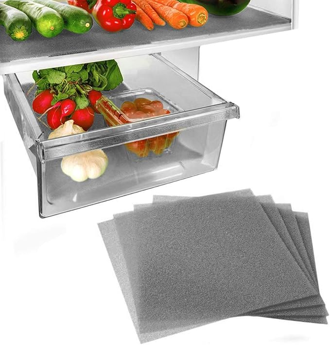 Dualplex® Fruit & Veggie Life Extender Liner for Fridge Refrigerator Drawers, 12x15 Inches (4 Pack) – Extends The Life of Your Produce & Prevents Spoilage (Grey)