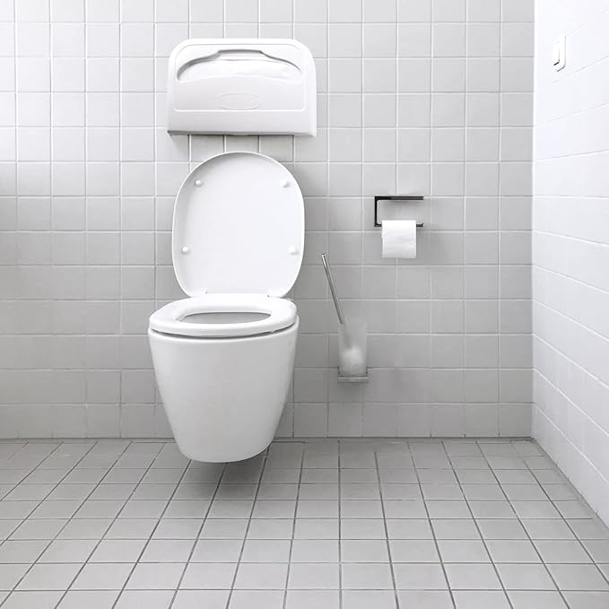 EZbrnd Wall Mount Half-Fold Toilet Seat Cover Dispenser for Commercial/Washroom/Office, Seat Cover Paper Sold Separately, White, 3100-EZ