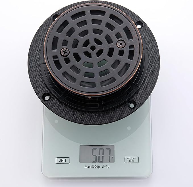 RANDOM Round Shower Drain SUS304 Stainless Steel Oil Rubbed Bronze Shower Drain 4 inch with Adjustable PVC Base Flange,Shower Floor Drain with Removable Cover Grid Grate