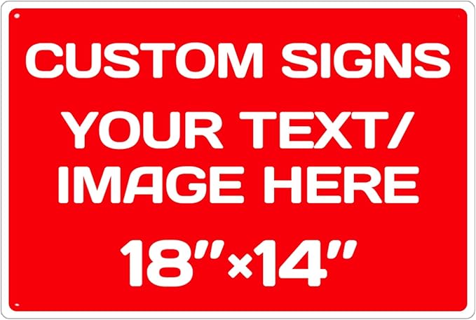 Repaly Personalized signs,Aluminum Weatherproof Metal Sign Multiple Sizes Custom Personalized Text And picture Here,hazard sign,garden sign,custom door sign,Customised business signs(18 * 14 IN,Red)