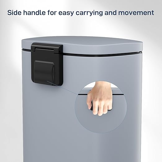 Arlopu 8/13.2 Gallon Step Trash Can, Stainless Steel Garbage Bin, Soft-Close Rubbish Bin with Removable Plastic Inner Bucket, Fingerprint-Proof, Lid Dustbin, Suit for Kitchen Home (Haze Blue, 30L)