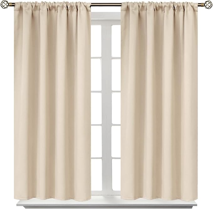BGment Short Blackout Curtains 40 Inches Length - Rod Pocket Room Darkening Window Drapes for Bedroom Kitchen Bathroom Basement Cafe, Champagne, 2 Panels, 42 x 40 Inch