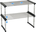carrotez 2 Pack Expandable Cabinet Organizer, Set of 1 Width & Height-Adjustable Kitchen Cabinet Organizer Shelf, Stackable Kitchen Counter Shelf, 11.8~19.6 x 7.8 x 5.9~9" Black