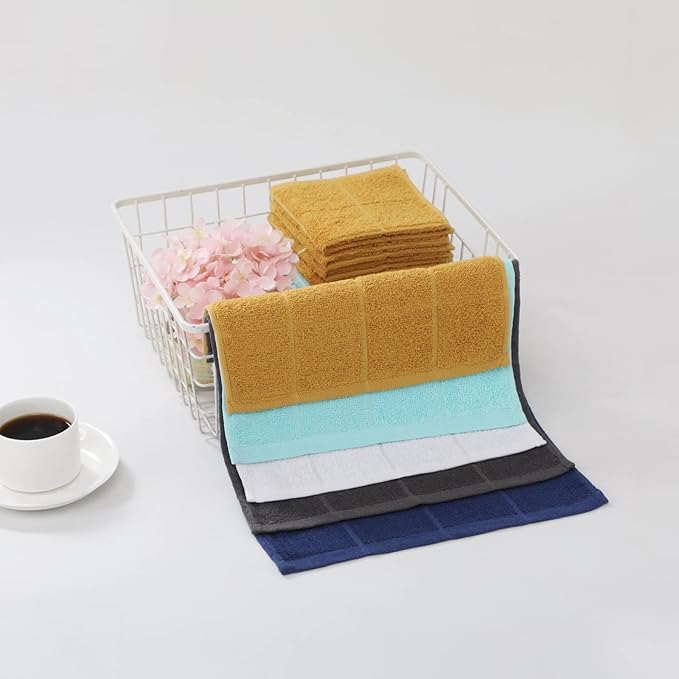 Glynniss Dishcloths Kitchen Highly Absorbent Dish Rags 100% Cotton Dish Cloths for Washing Dishes (Aqua Sky)