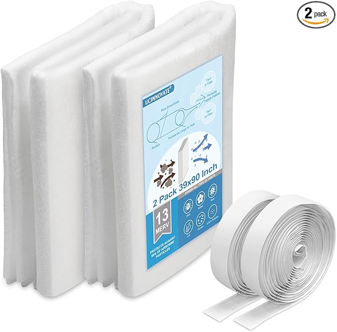 UCINNOVATE 2 Pack Air Vent Filters Kit, 39"x90" AC Vent Filter with 125" Installation Tape, MERV 13 Electrostatic Filter Media Cut to Size for Fan Floor Home Register,49.5Ft²