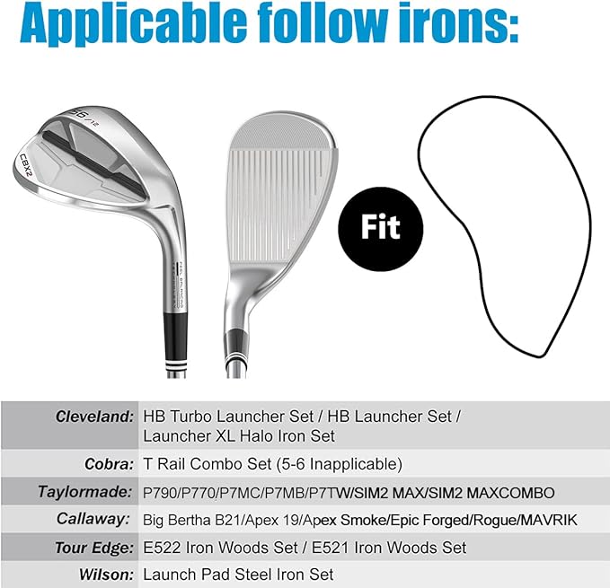 Barudan Golf Iron Club Head Covers Headcovers fits for Taylormade, Mizuno, Callaway, Etc.