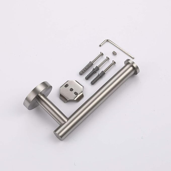 TASTOS Brushed Nickel Toilet Paper Holder SUS304 Stainless Steel, Modern Round Tissue Roll Holders Wall Mount, Toilet Paper Roll Dispenser Bathroom 5 inch TP Holder for Kitchen Washroom