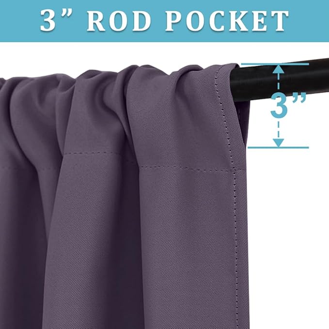 RYB HOME Small Curtains Blackout - Privacy Energy Efficiency Mini Curtains for Kids Bedroom RV Camper Windows Trailer Bathroom Kitchen Cabinet Window Tiers, W 29 x L 24, Greyish Purple, 2 Panels