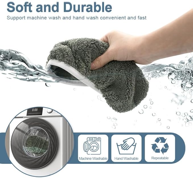 Reusable Microfiber Mop Pads Washable Wet Pads Compatible with Swiffer Sweeper Refills Pads for Wet & Dry Sweeping Cloths Mop Head Replacement for Household Cleaning (Grey 4PCS)