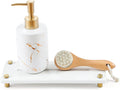 Water Absorbing Stone Sink Caddy Kitchen Sink Organizer Tray, Diatomite Bathroom Counter Tray, Gold Faucet Drying Mat Coaster Soap Dish Rack Riser Dispenser Sponge Holder, White 10" x 4"