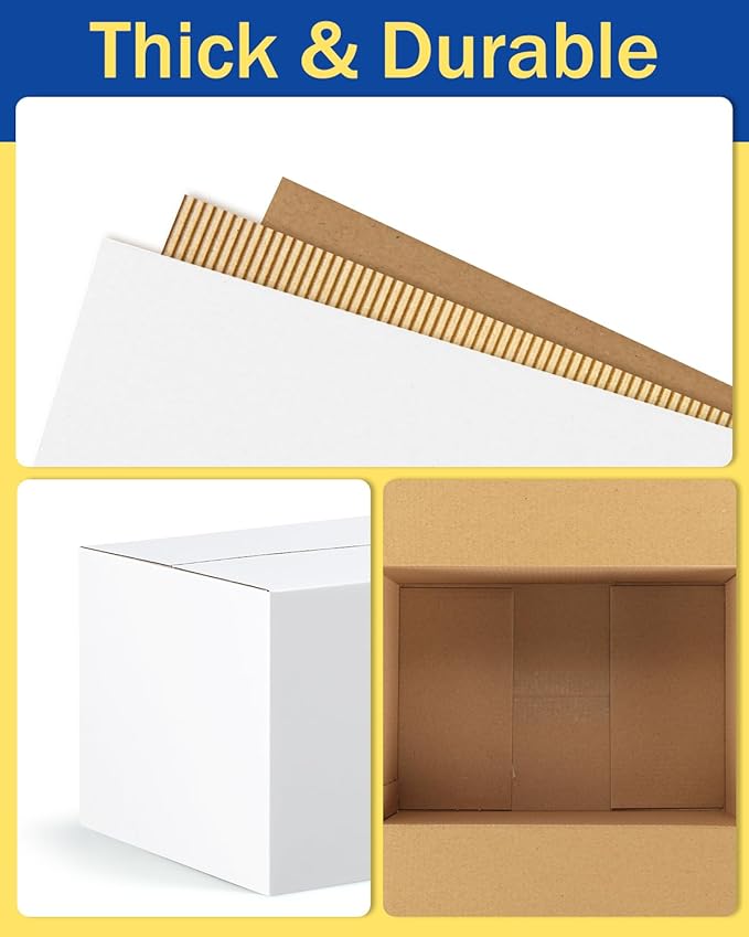 Assorted-Sizes-Shipping-Boxes-45-Pack: 4x4x4 & 5x5x5 & 6x6x6 Small-Shipping-Boxes-Mailers, White Corrugated-Cardboard-Boxes-for-Packing-Small-Business Mailing