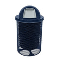 COATEDOUTDOORFURNITURE RDT-TXTDBL Heavy Duty 32 Gallon Round Trash Receptacle, Liner Included, Textured Dark Blue with Black Dome, Made in America